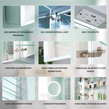 WELLFOR ELIN 20-in x 30-in Lighted LED Fog Free Surface/Recessed Mount Silver Mirrored Soft Close Medicine Cabinet with Outlet