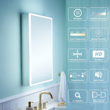 WELLFOR ELIN 20-in x 30-in Lighted LED Fog Free Surface/Recessed Mount Silver Mirrored Soft Close Medicine Cabinet with Outlet