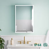 WELLFOR ELIN 20-in x 30-in Lighted LED Fog Free Surface/Recessed Mount Silver Mirrored Soft Close Medicine Cabinet with Outlet