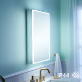 WELLFOR ELIN 20-in x 30-in Lighted LED Fog Free Surface/Recessed Mount Silver Mirrored Soft Close Medicine Cabinet with Outlet