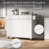 Runesay White Mdf Base with Mdf Wood Top Rolling Kitchen Island (27.56-in x 53.15-in x 36.33-in)