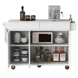 Runesay White Mdf Base with Mdf Wood Top Rolling Kitchen Island (27.56-in x 53.15-in x 36.33-in)