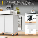 Runesay White Mdf Base with Mdf Wood Top Rolling Kitchen Island (27.56-in x 53.15-in x 36.33-in)