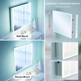 WELLFOR ELIN 36-in x 30-in Lighted LED Fog Free Surface/Recessed Mount Silver Mirrored Soft Close Medicine Cabinet with Outlet