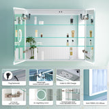 WELLFOR ELIN 36-in x 30-in Lighted LED Fog Free Surface/Recessed Mount Silver Mirrored Soft Close Medicine Cabinet with Outlet