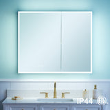 WELLFOR ELIN 36-in x 30-in Lighted LED Fog Free Surface/Recessed Mount Silver Mirrored Soft Close Medicine Cabinet with Outlet