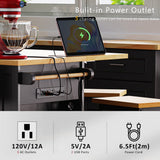 Runesay Black Mdf Base with Mdf Wood Top Rolling Kitchen Island (29.52-in x 53.14-in x 36.4-in)