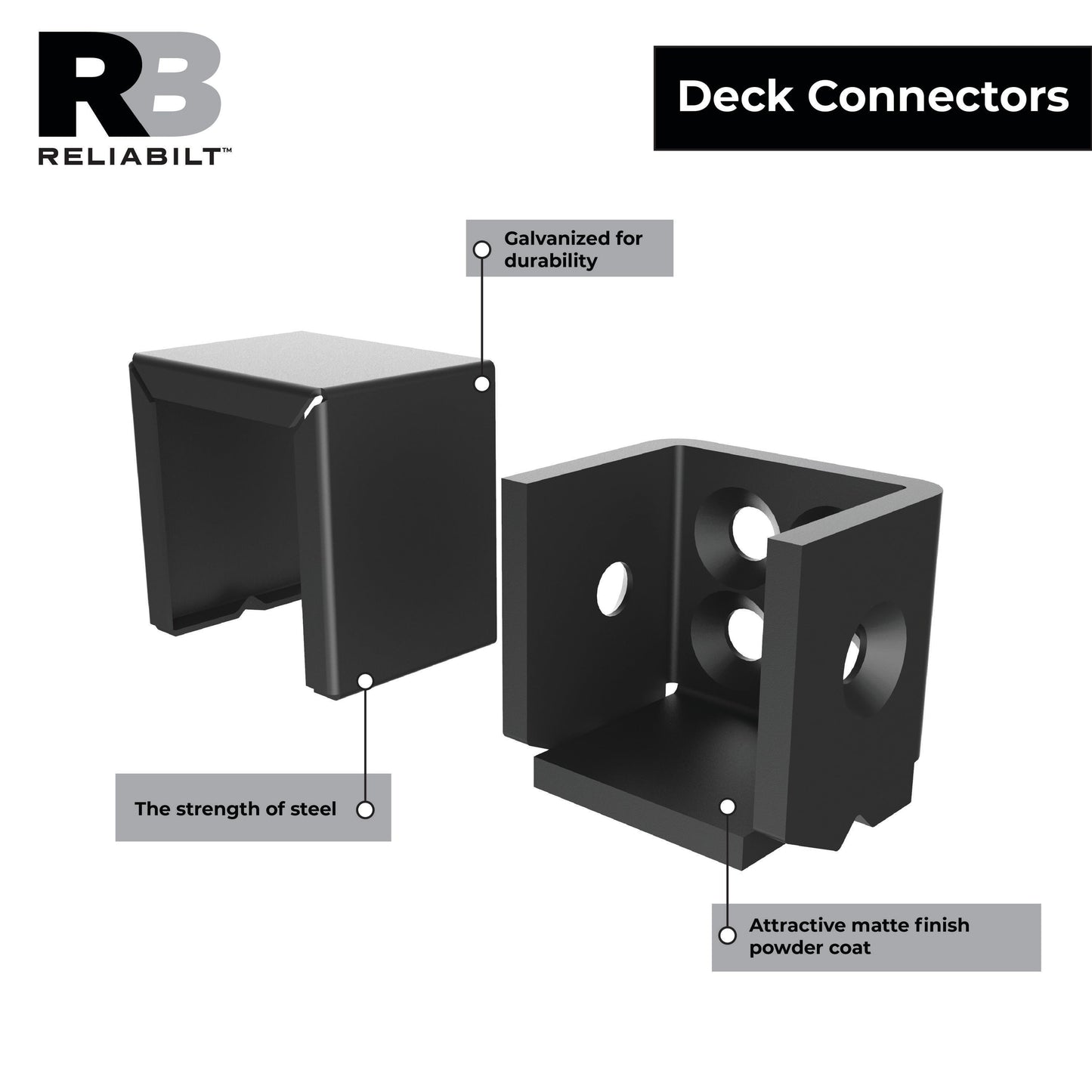 RELIABILT 0.5-in x 0.5-in Black Sand Steel Rail Bracket