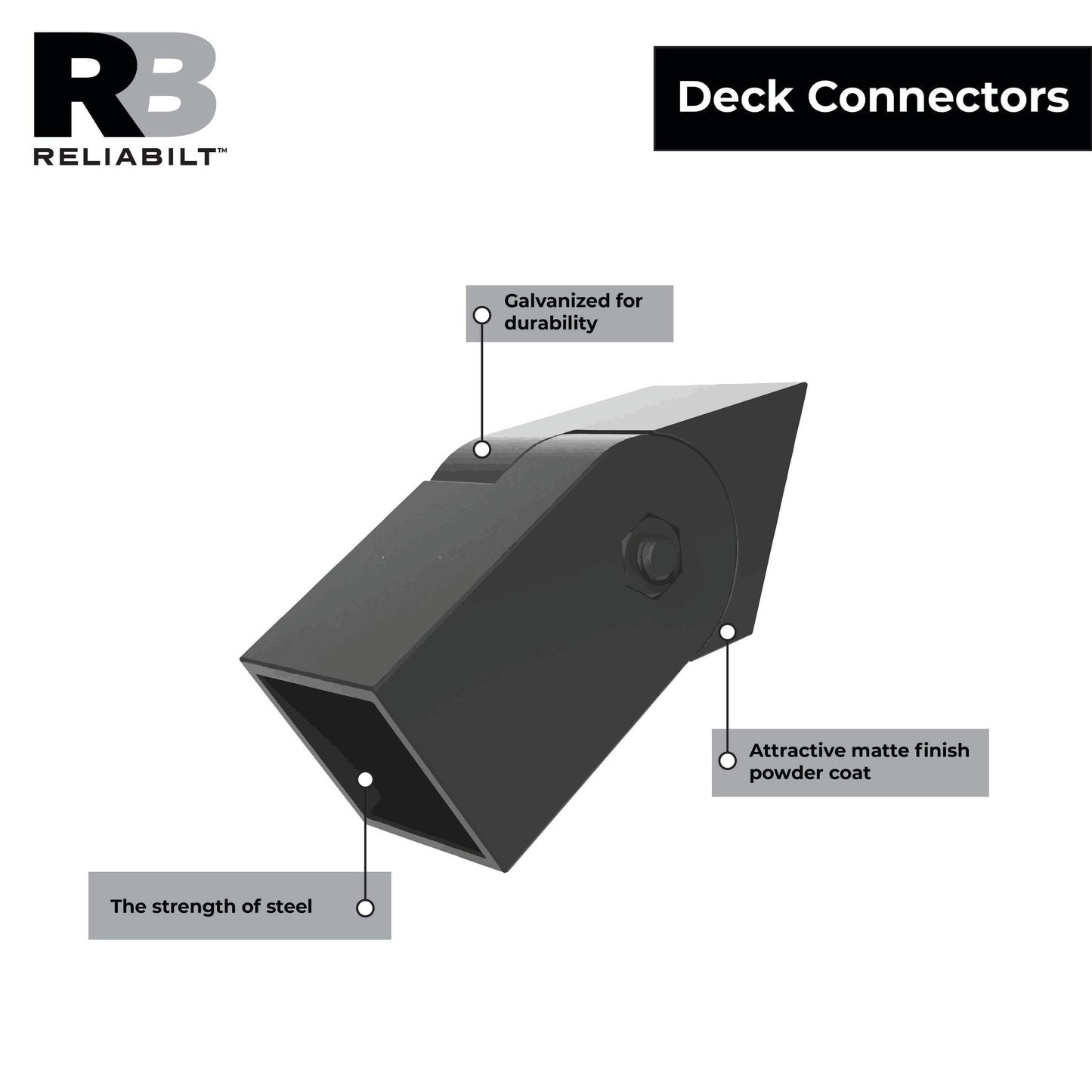 RELIABILT 1-in x 1-in Black Sand Steel Stair Connector