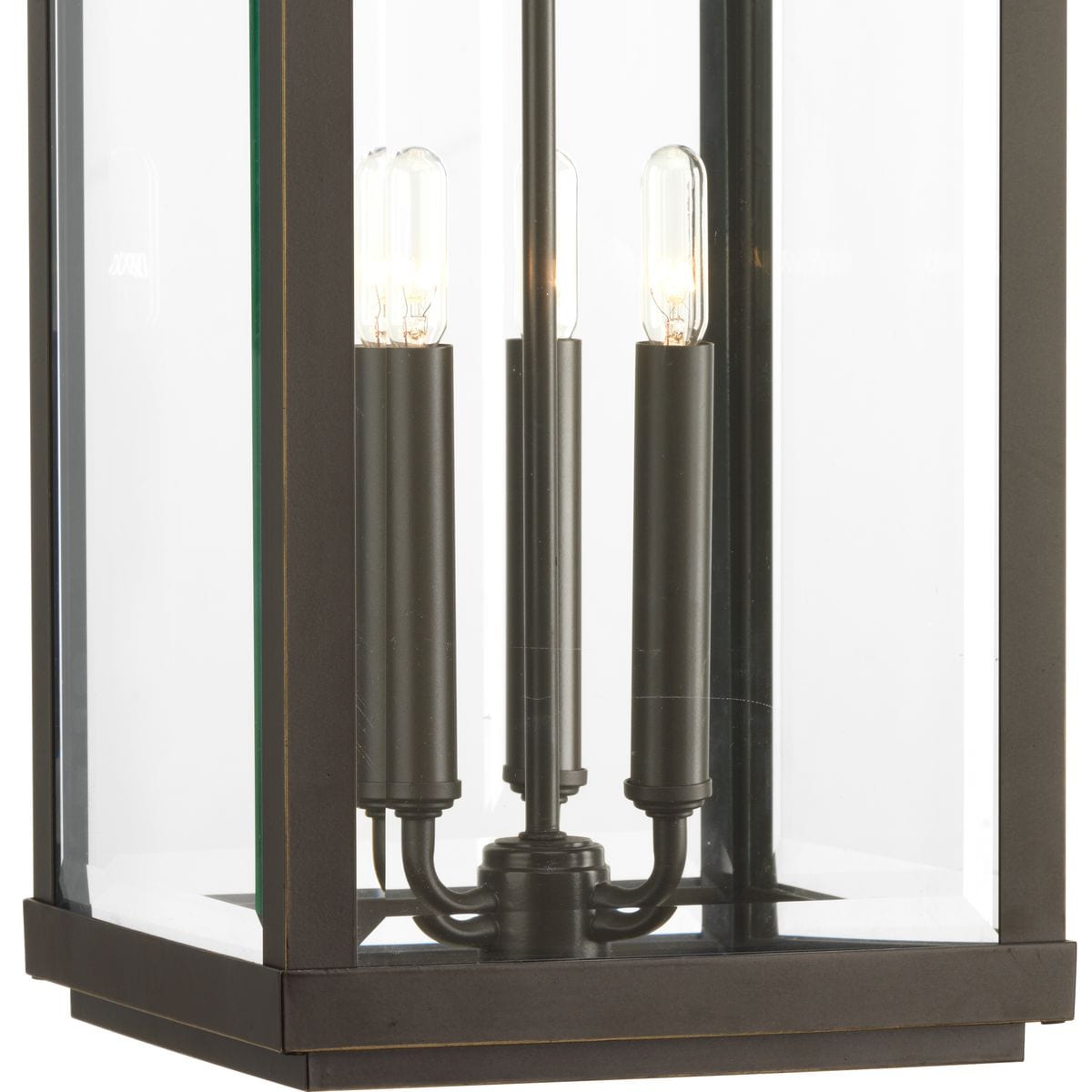 Progress Lighting Gibbes Street 3-Light Antique Bronze Traditional Beveled Glass Lantern Medium Indoor/Outdoor Hanging Pendant Light