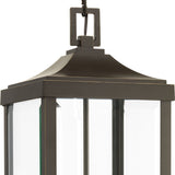 Progress Lighting Gibbes Street 3-Light Antique Bronze Traditional Beveled Glass Lantern Medium Indoor/Outdoor Hanging Pendant Light
