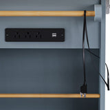 Runesay Gray Mdf Base with Mdf Wood Top Rolling Kitchen Island (29.52-in x 53.14-in x 36.4-in)