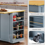 Runesay Gray Mdf Base with Mdf Wood Top Rolling Kitchen Island (29.52-in x 53.14-in x 36.4-in)