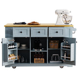 Runesay Gray Mdf Base with Mdf Wood Top Rolling Kitchen Island (29.52-in x 53.14-in x 36.4-in)