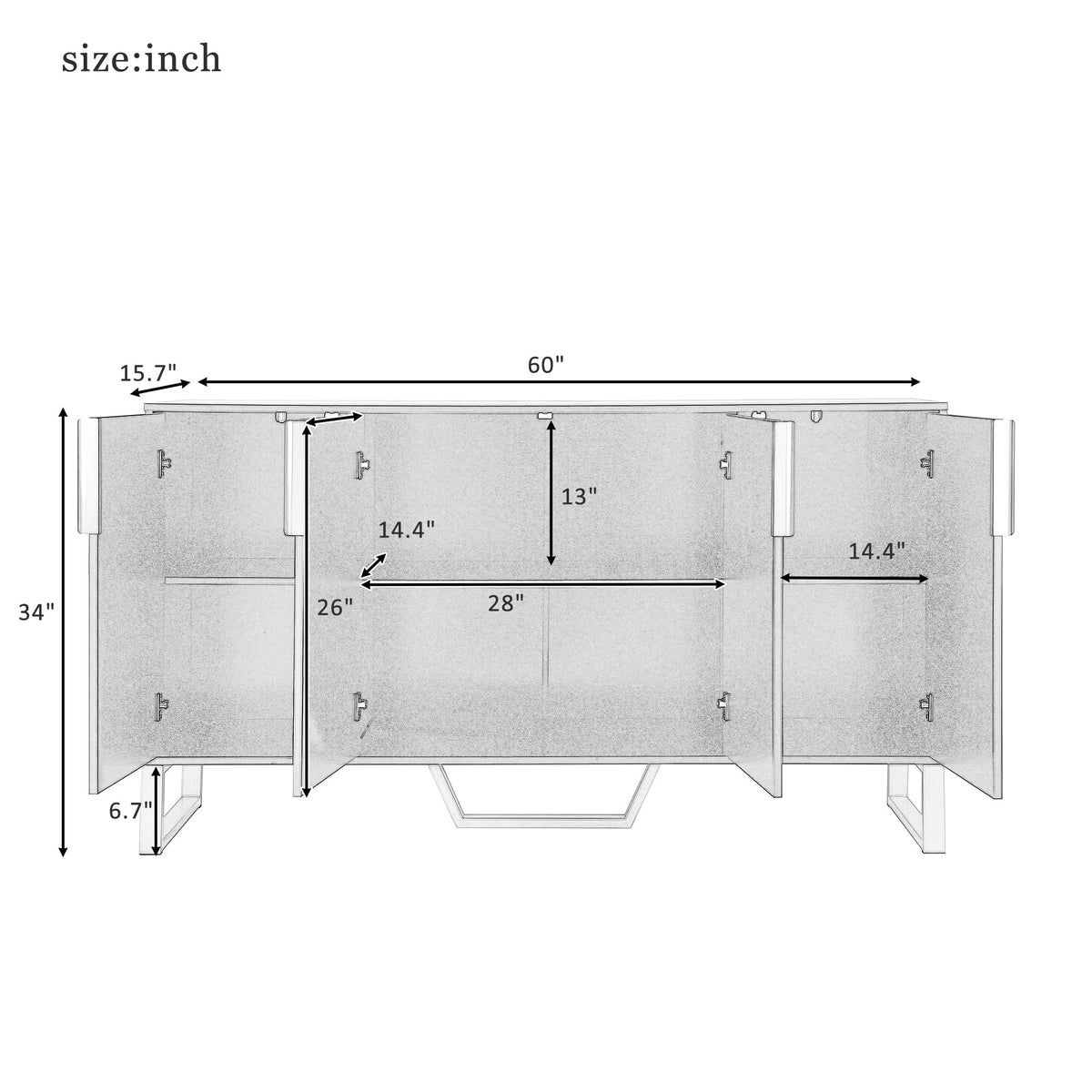 JIMSMAISON The pinstripe design on the door panel is elegant and understated, and the gold metal legs reflect the texture, the design of this cabinet combines the features of modern simplicity and light luxury
