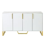 JIMSMAISON The pinstripe design on the door panel is elegant and understated, and the gold metal legs reflect the texture, the design of this cabinet combines the features of modern simplicity and light luxury