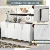 JIMSMAISON The pinstripe design on the door panel is elegant and understated, and the gold metal legs reflect the texture, the design of this cabinet combines the features of modern simplicity and light luxury