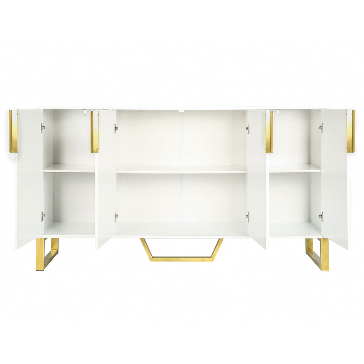 JIMSMAISON The pinstripe design on the door panel is elegant and understated, and the gold metal legs reflect the texture, the design of this cabinet combines the features of modern simplicity and light luxury