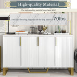 JIMSMAISON The pinstripe design on the door panel is elegant and understated, and the gold metal legs reflect the texture, the design of this cabinet combines the features of modern simplicity and light luxury