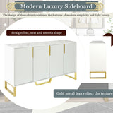 JIMSMAISON The pinstripe design on the door panel is elegant and understated, and the gold metal legs reflect the texture, the design of this cabinet combines the features of modern simplicity and light luxury