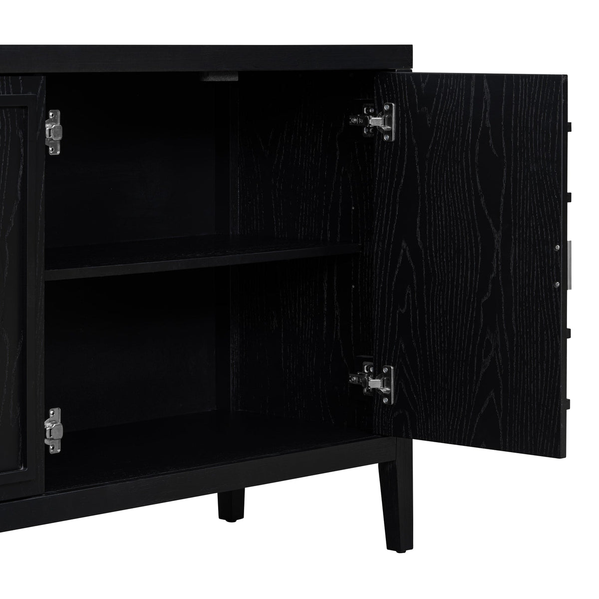 JIMSMAISON This retro sideboard has four doors with rounded lines on the doors to create a three-dimensional look, the country-style cabinet adds a warm atmosphere to your home