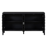JIMSMAISON This retro sideboard has four doors with rounded lines on the doors to create a three-dimensional look, the country-style cabinet adds a warm atmosphere to your home