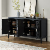 JIMSMAISON This retro sideboard has four doors with rounded lines on the doors to create a three-dimensional look, the country-style cabinet adds a warm atmosphere to your home
