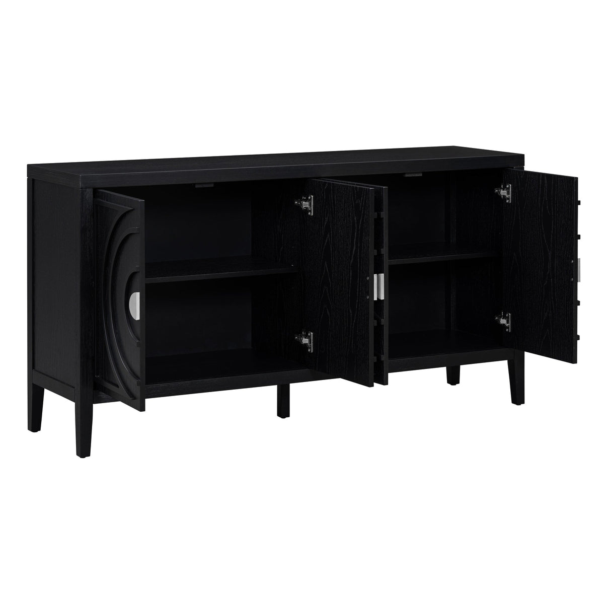 JIMSMAISON This retro sideboard has four doors with rounded lines on the doors to create a three-dimensional look, the country-style cabinet adds a warm atmosphere to your home