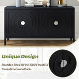 JIMSMAISON This retro sideboard has four doors with rounded lines on the doors to create a three-dimensional look, the country-style cabinet adds a warm atmosphere to your home