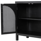 JIMSMAISON The 4-door cabinet with special-shape artificial rattan door panels, convenient metal handles, and a straight-line frame, is an ideal choice for any room in your home