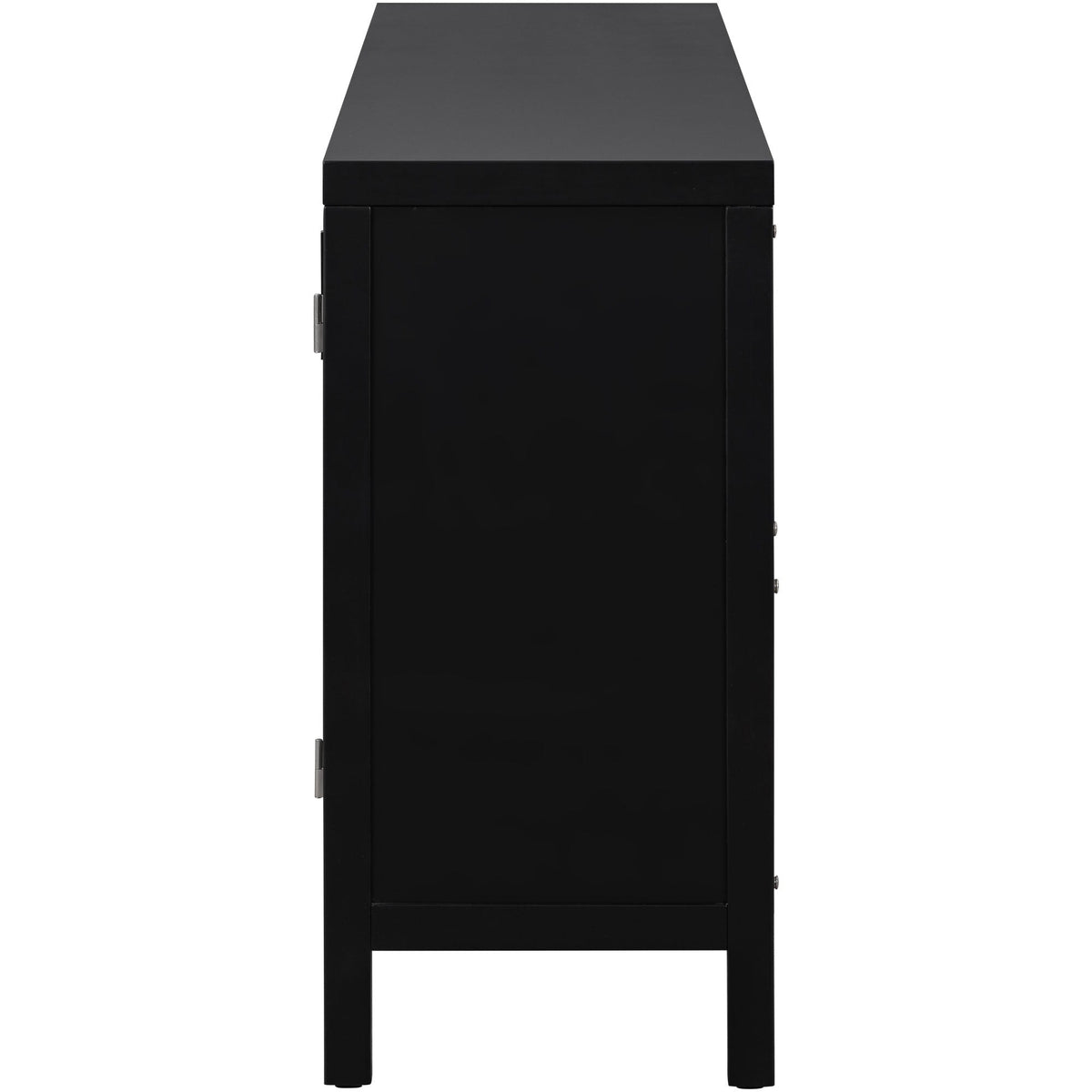 JIMSMAISON The 4-door cabinet with special-shape artificial rattan door panels, convenient metal handles, and a straight-line frame, is an ideal choice for any room in your home