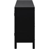 JIMSMAISON The 4-door cabinet with special-shape artificial rattan door panels, convenient metal handles, and a straight-line frame, is an ideal choice for any room in your home