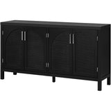 JIMSMAISON The 4-door cabinet with special-shape artificial rattan door panels, convenient metal handles, and a straight-line frame, is an ideal choice for any room in your home
