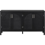 JIMSMAISON The 4-door cabinet with special-shape artificial rattan door panels, convenient metal handles, and a straight-line frame, is an ideal choice for any room in your home