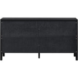 JIMSMAISON The 4-door cabinet with special-shape artificial rattan door panels, convenient metal handles, and a straight-line frame, is an ideal choice for any room in your home