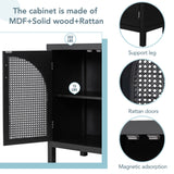 JIMSMAISON The 4-door cabinet with special-shape artificial rattan door panels, convenient metal handles, and a straight-line frame, is an ideal choice for any room in your home