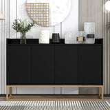 JIMSMAISON This sideboard buffet cabinet features a black cabinet body with gold metal legs, compact look is very suitable for small space.