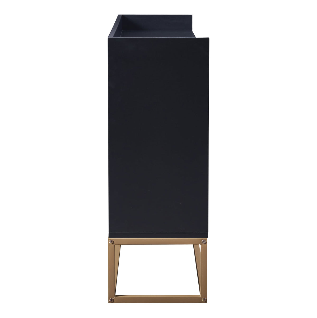 JIMSMAISON This sideboard buffet cabinet features a black cabinet body with gold metal legs, compact look is very suitable for small space.