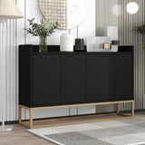 JIMSMAISON This sideboard buffet cabinet features a black cabinet body with gold metal legs, compact look is very suitable for small space.