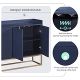 JIMSMAISON This sideboard buffet cabinet features a navy cabinet body with gold metal legs, compact look is very suitable for small space
