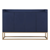 JIMSMAISON This sideboard buffet cabinet features a navy cabinet body with gold metal legs, compact look is very suitable for small space