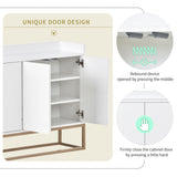 JIMSMAISON This sideboard buffet cabinet features a white cabinet body with gold metal legs, compact look is very suitable for small spaces