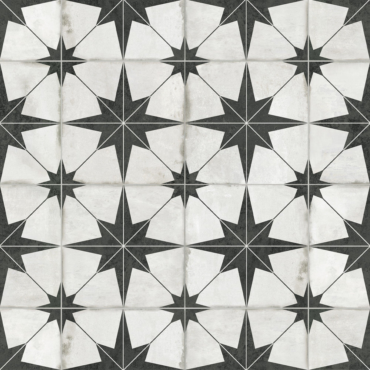 SUNWINGS Patterned Black Star 12-in x 12-in Matte Composite Patterned Peel and stick Mosaic Wall Tile product image