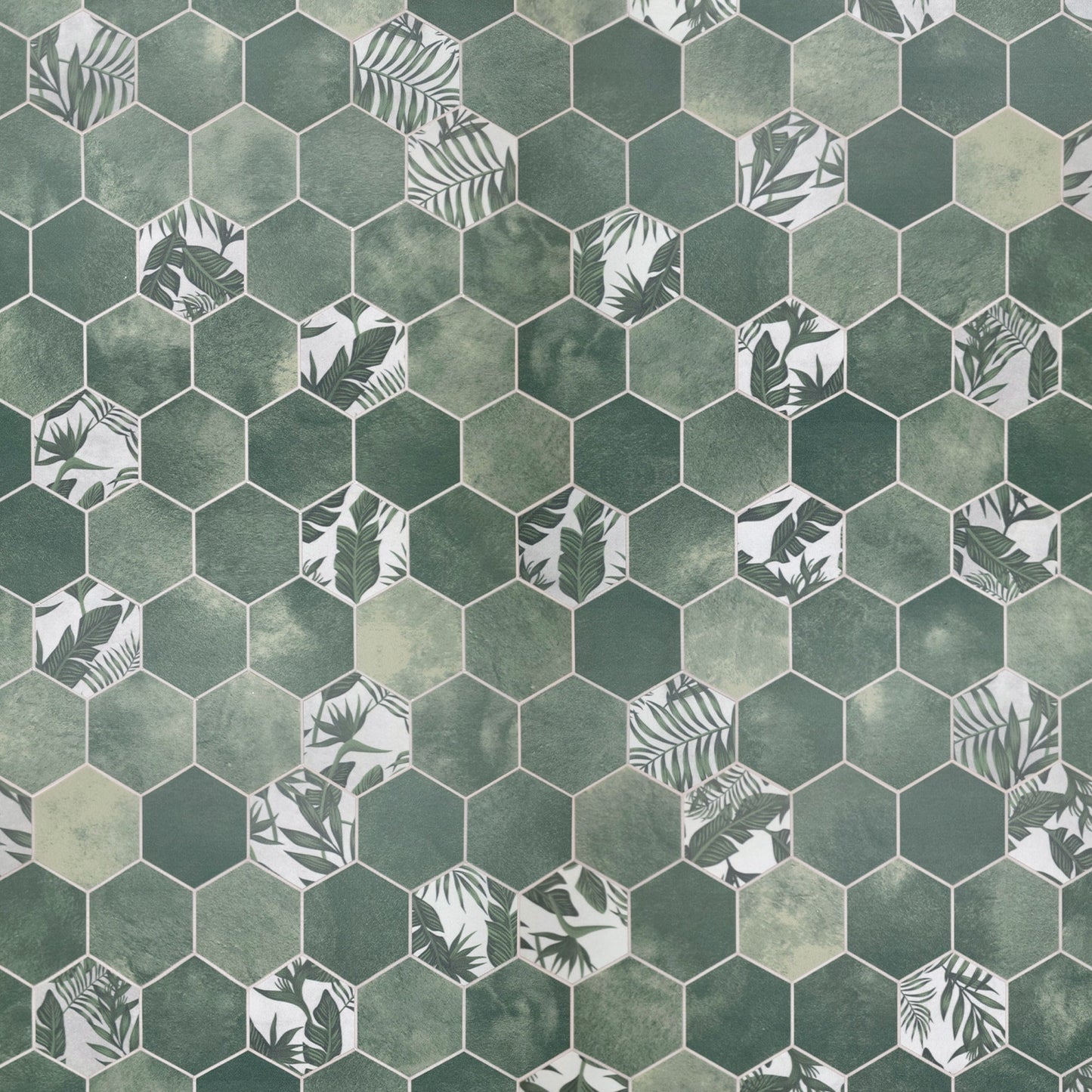 SUNWINGS Honeycomb Green Cement 11-in x 11-in Matte Composite Cement look Hexagon Peel and stick Mosaic Wall Tile product image