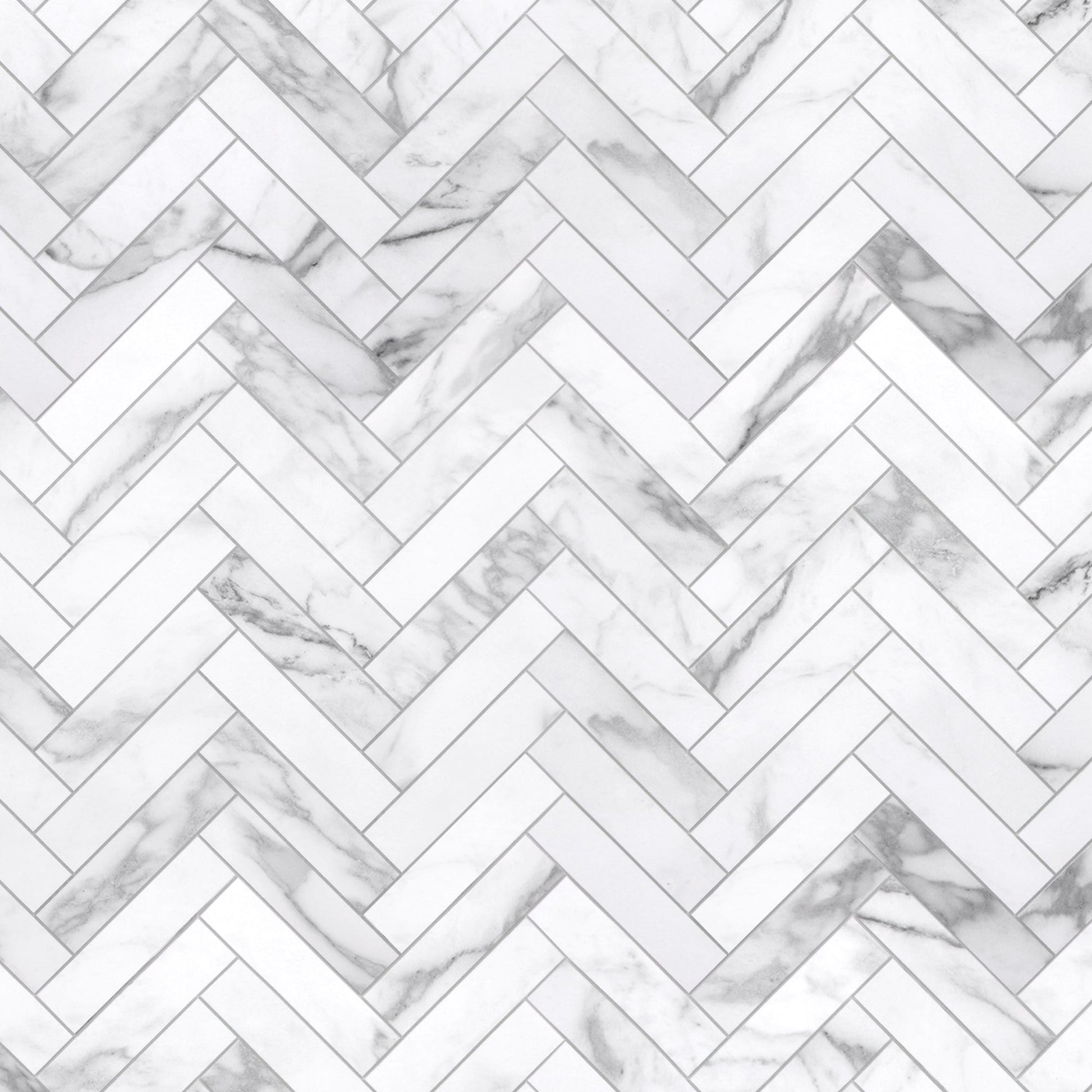 SUNWINGS Carrara White 12-in x 13-in Honed Composite Marble look Herringbone Peel and stick Mosaic Wall Tile product image