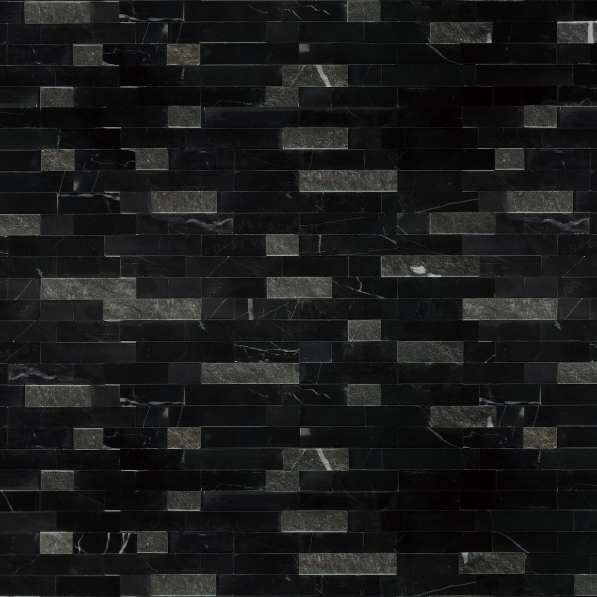 SUNWINGS 3D Stone Mixed Black 11-in x 12-in Polished Natural stone Marble Peel and stick Mosaic Wall Tile product image