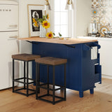 BABOOM Blue Wood Base with Wood Top Kitchen Island (29.5-in x 50.3-in x 36.6-in)