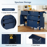 BABOOM Blue Wood Base with Wood Top Kitchen Island (29.5-in x 50.3-in x 36.6-in)
