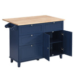 BABOOM Blue Wood Base with Wood Top Kitchen Island (29.5-in x 50.3-in x 36.6-in)