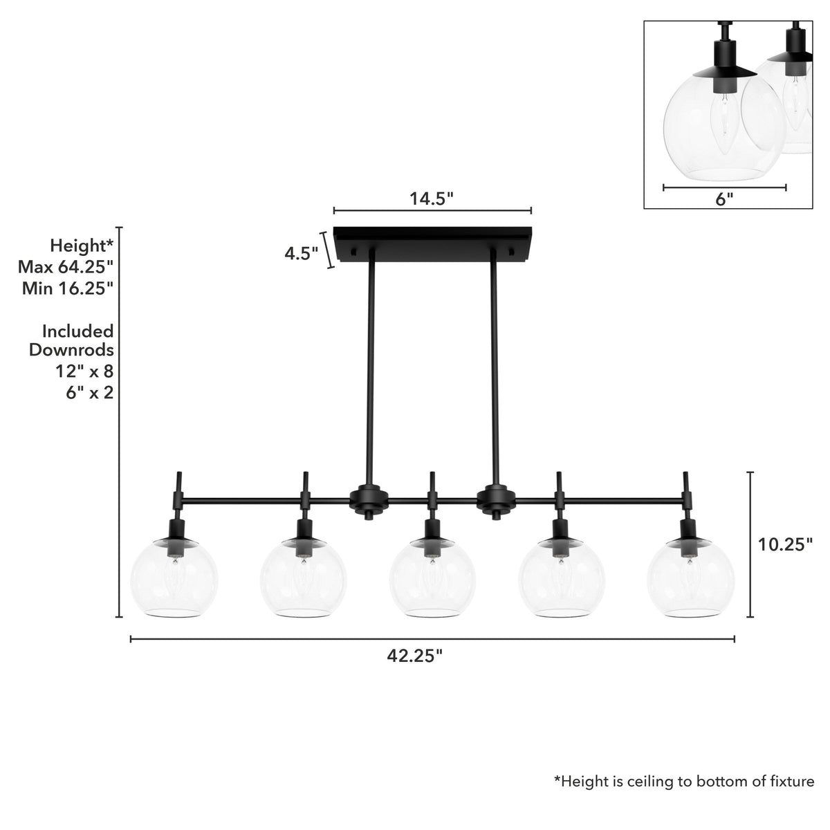 Hunter Xidane 5-Light Matte Black Mid-century Chandelier